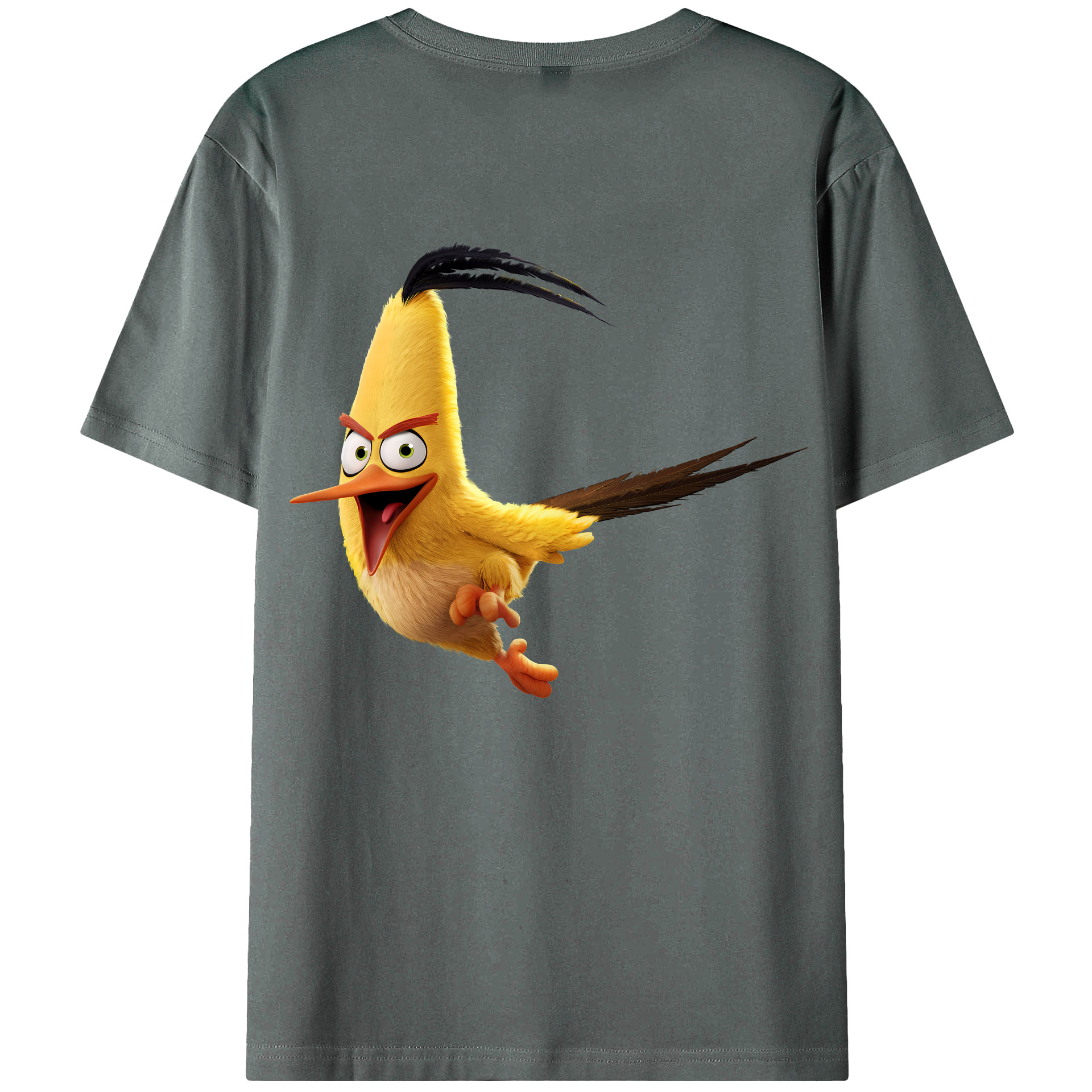 （画像用） Angry Birds アングリーバード 綿100％ メンズ半袖Tシャツ（バックプリント） 通気性